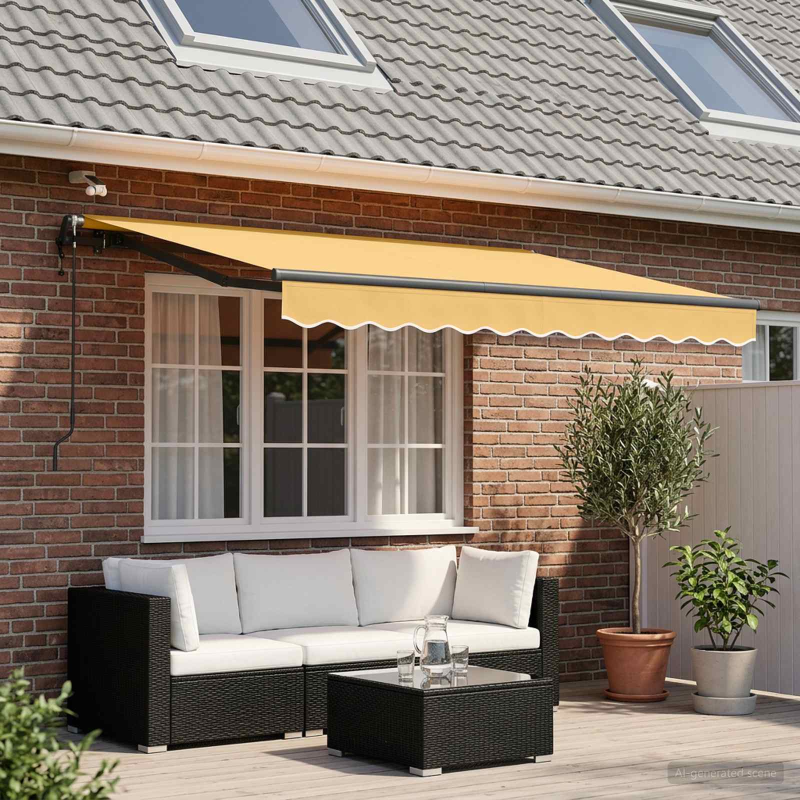 Ausziehbare Markise Sand 450 x 300 cm Polyester
