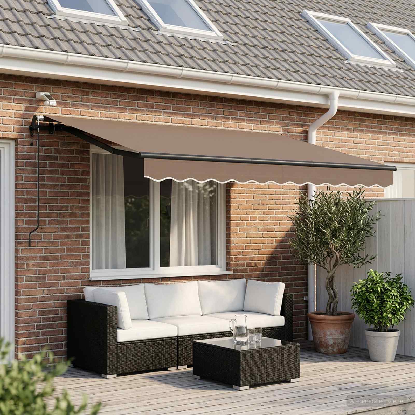 Ausziehbare Markise Taupe 450 x 300 cm Polyester