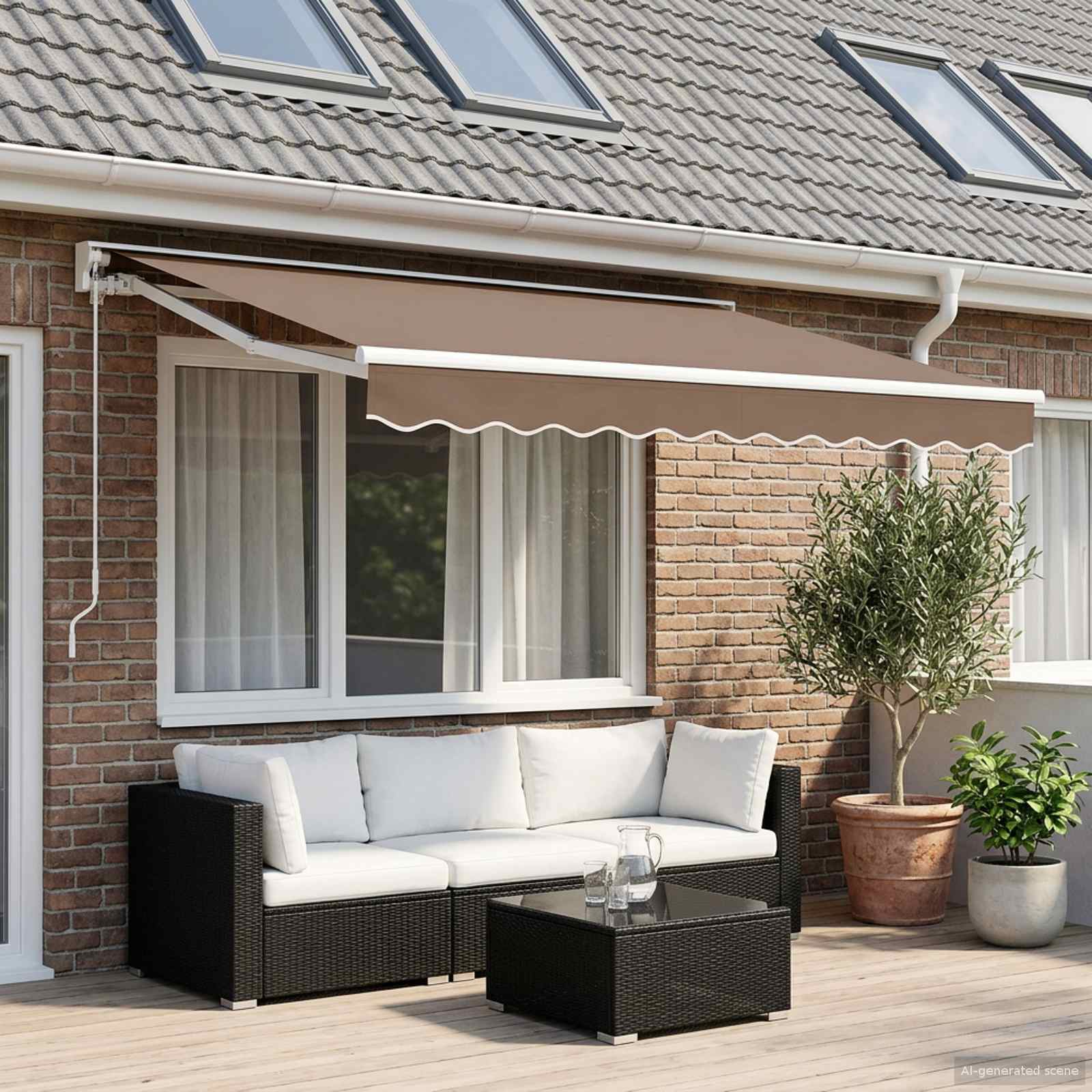 Manuell einziehbare Markise Taupe 4,5 × 3 m