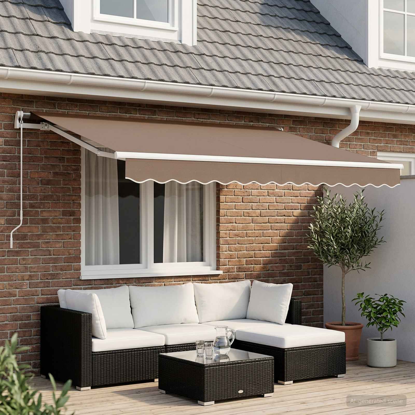 Ausziehbare Markise Taupe 500 x 300 cm Polyester und Aluminium