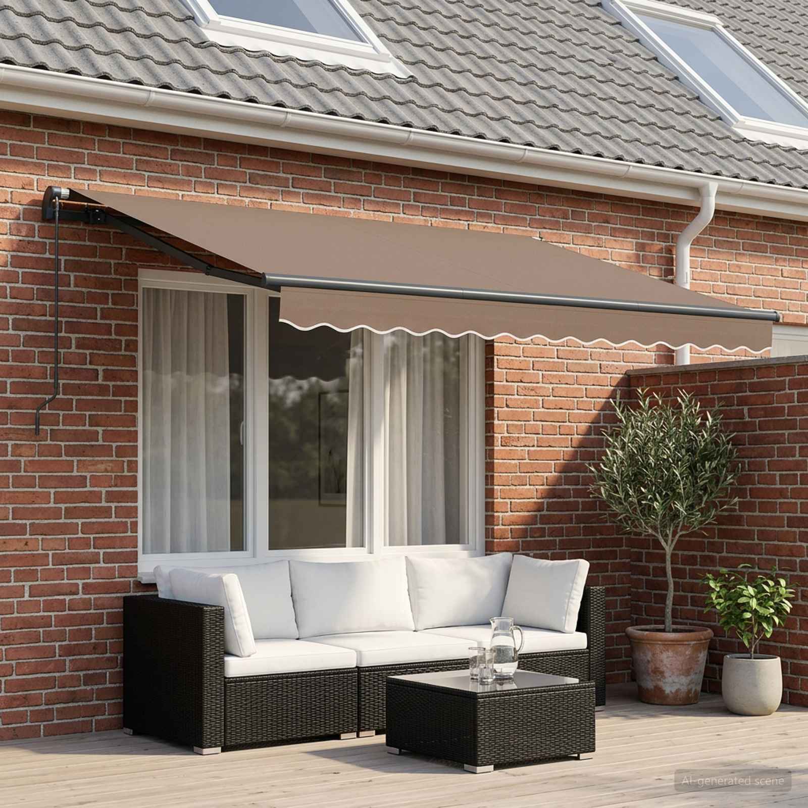 Ausziehbare Markise Taupe 500 x 300 cm Polyester und Aluminium