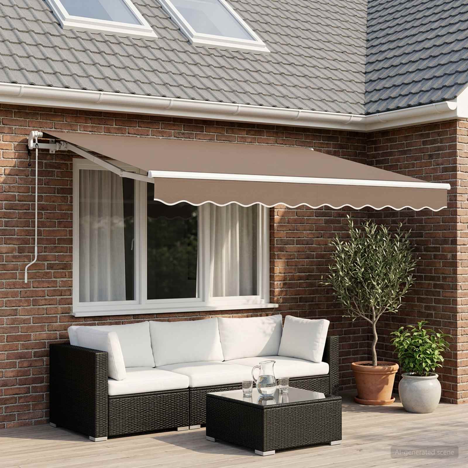 Ausziehbare Markise Taupe 600 x 300 cm Polyester