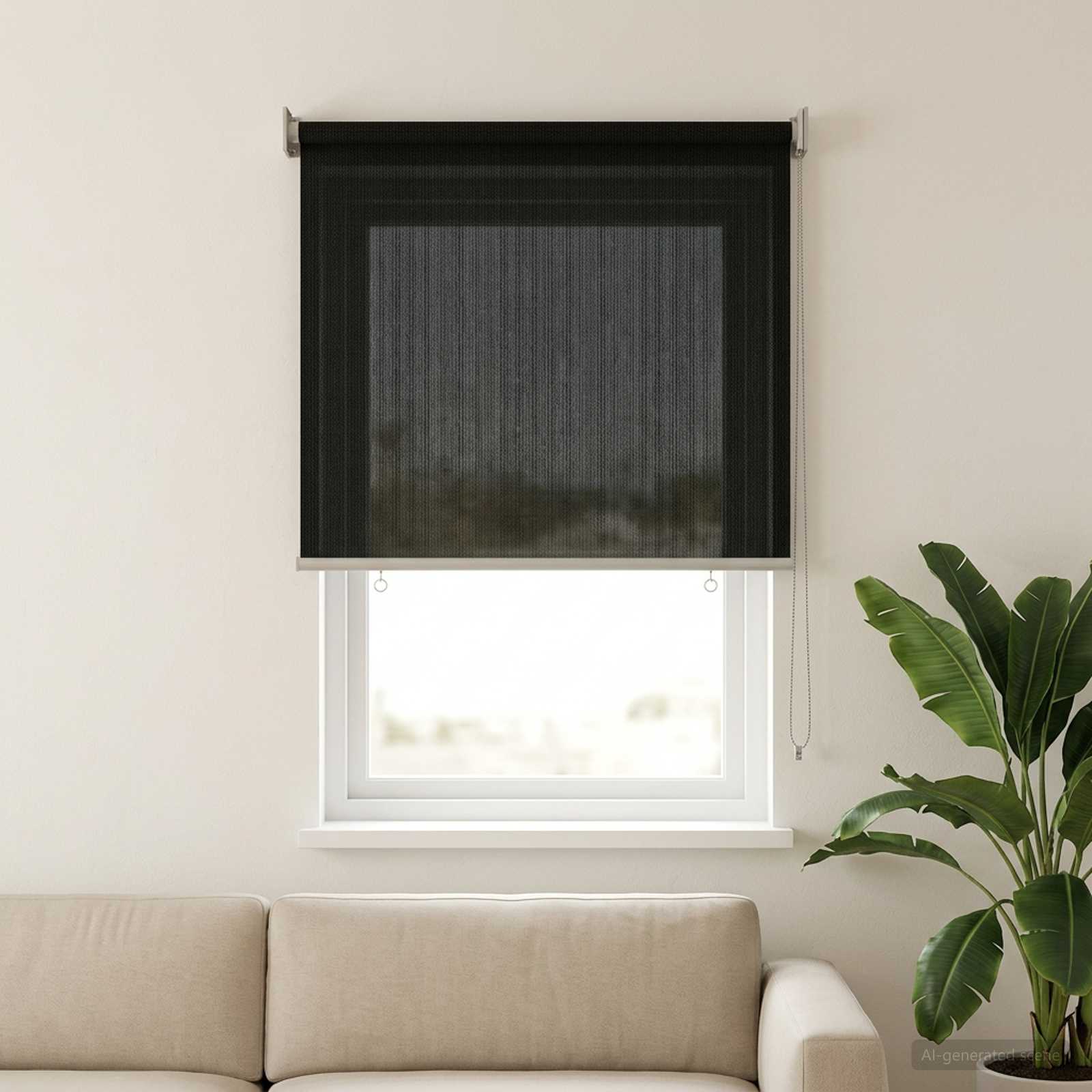 Außenrollo 90% UV-Block Schwarz 80 x 140 cm HDPE