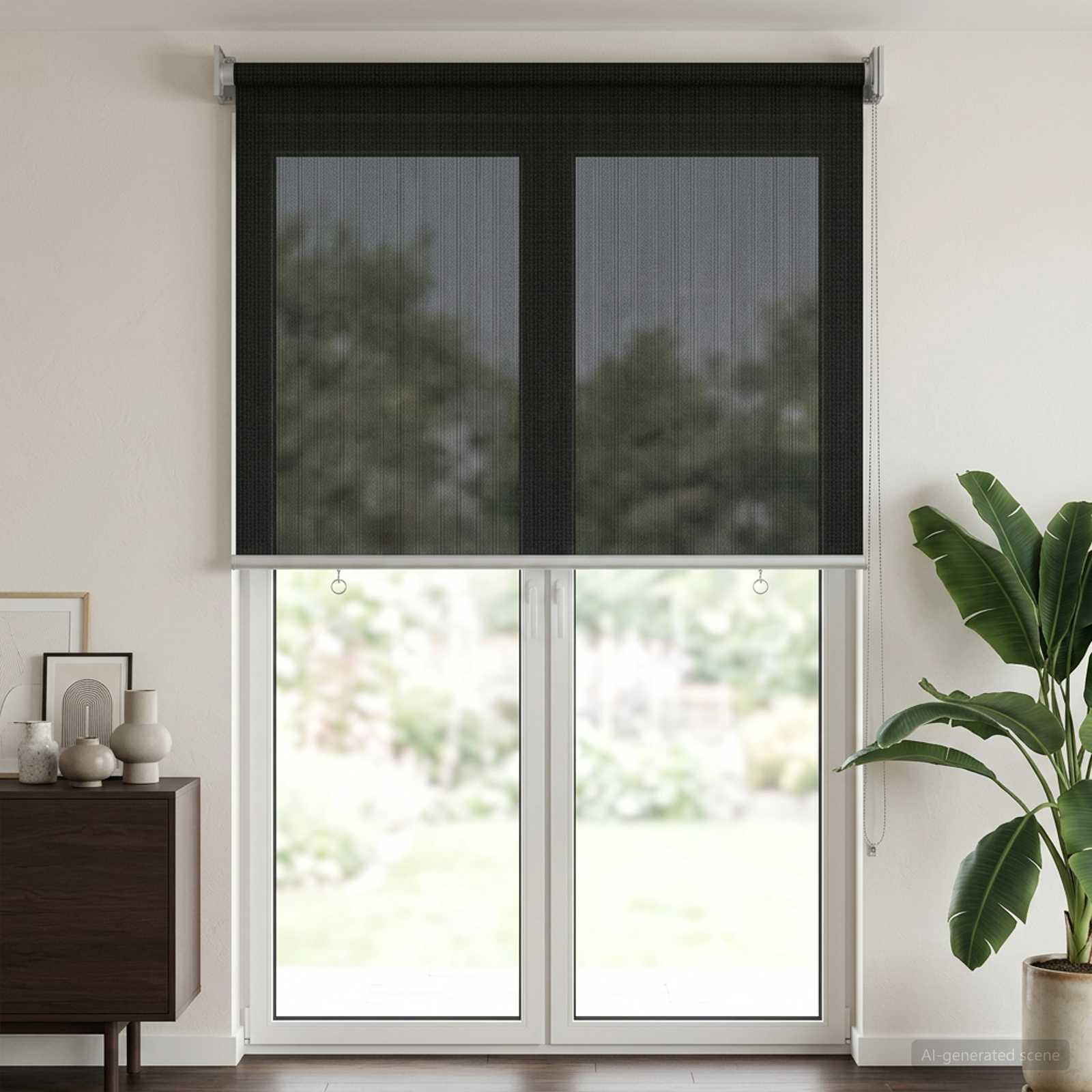Außenrollo 90% UV-Block Schwarz 80 x 230 cm HDPE