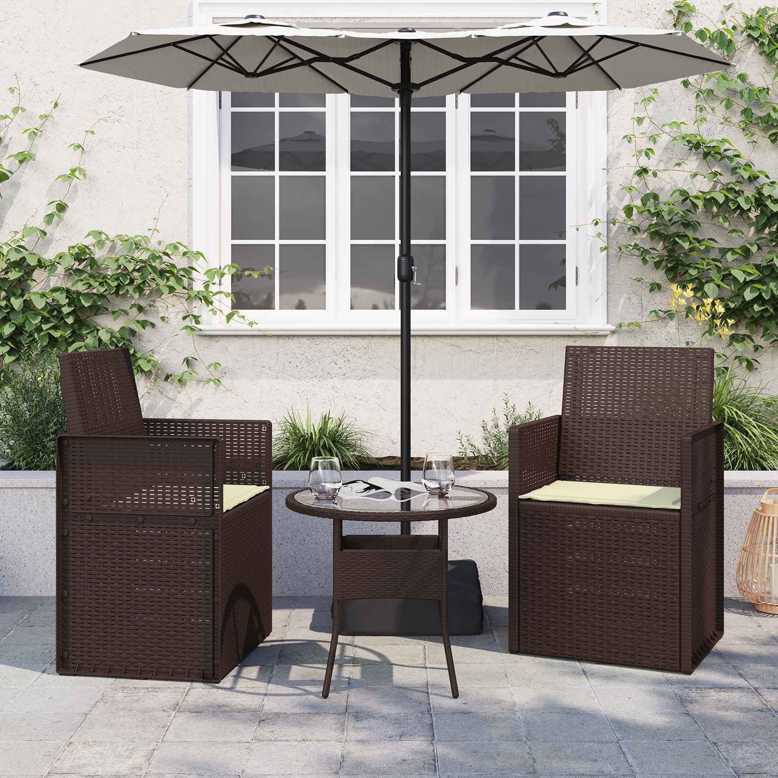 Sitzkissen 2 stk. Polyester Creme 47 x 36 x 2 cm