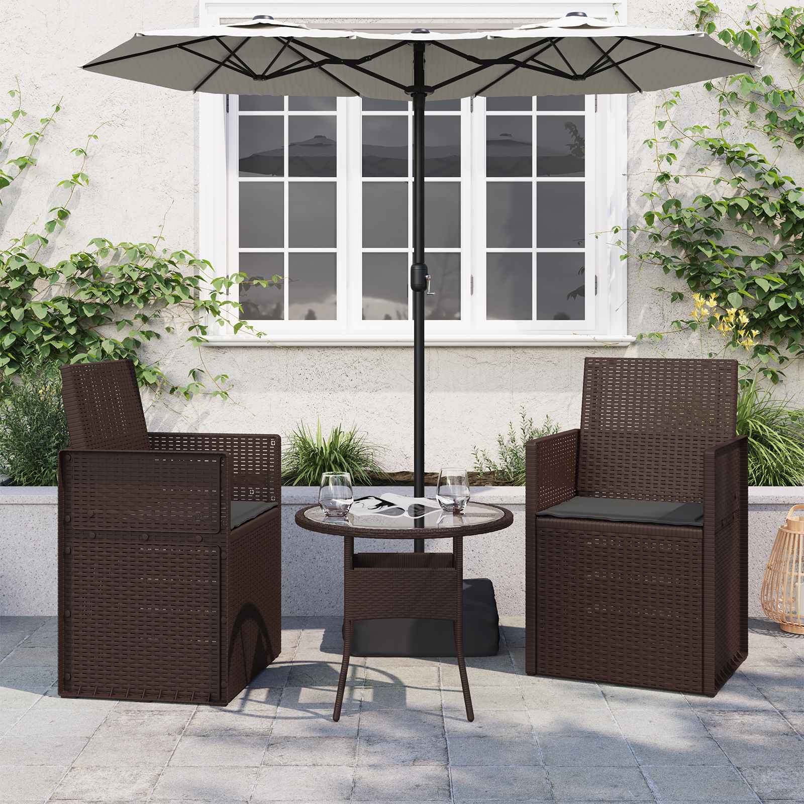 Sitzkissen 2 stk. Polyester Anthrazit 47 x 36 x 2 cm