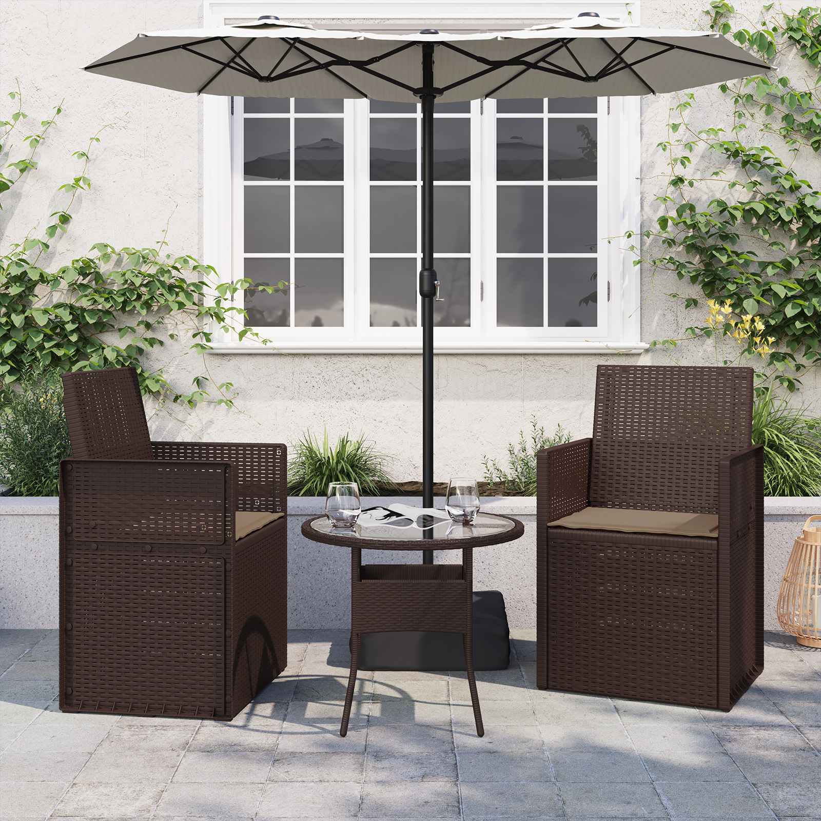 Sitzkissen 2 stk. Polyester Taupe 47 x 36 x 2 cm