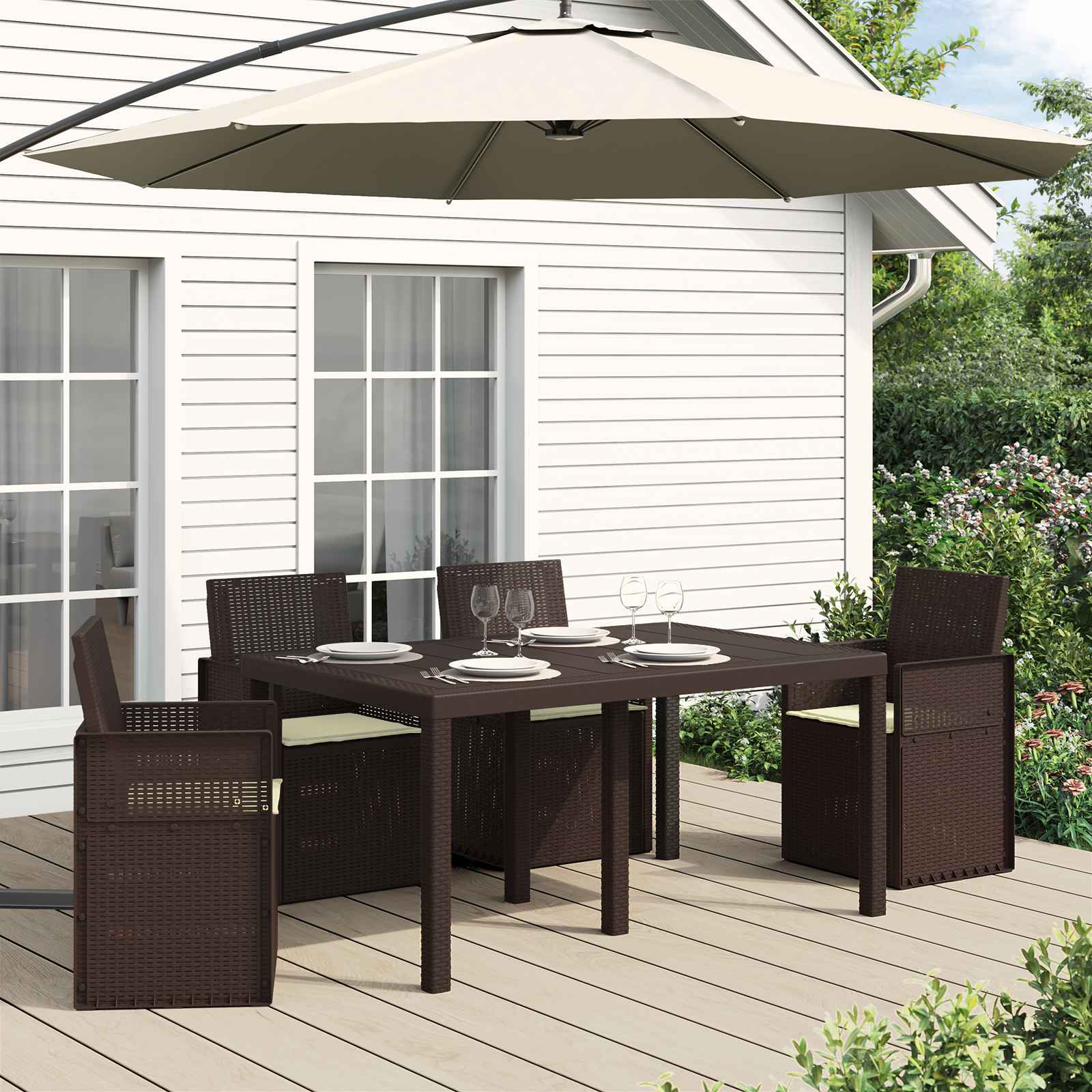 Sitzkissen 4 stk. Polyester Creme 47 x 36 x 2 cm