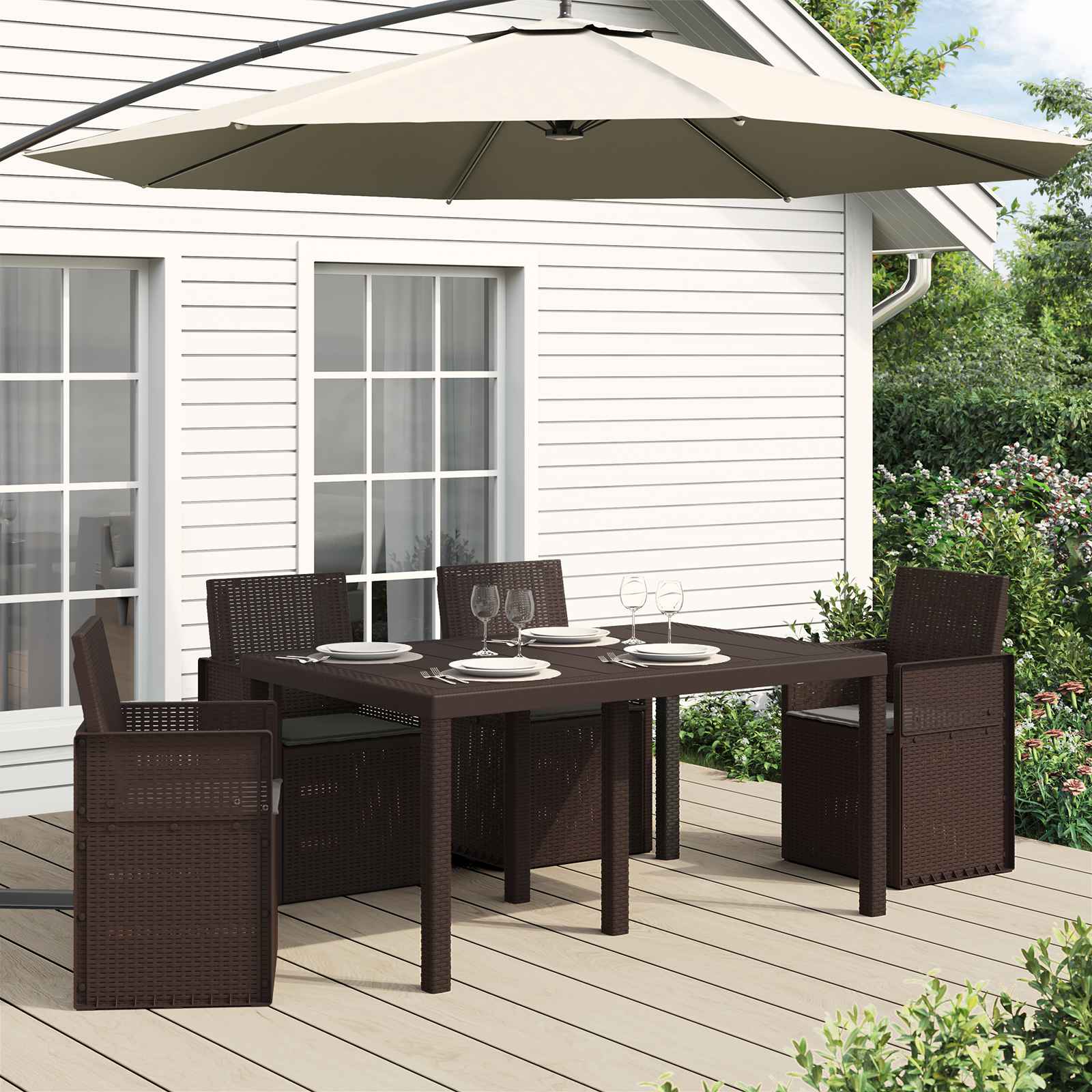 Sitzkissen 4 stk. Polyester Anthrazit 47 x 36 x 2 cm
