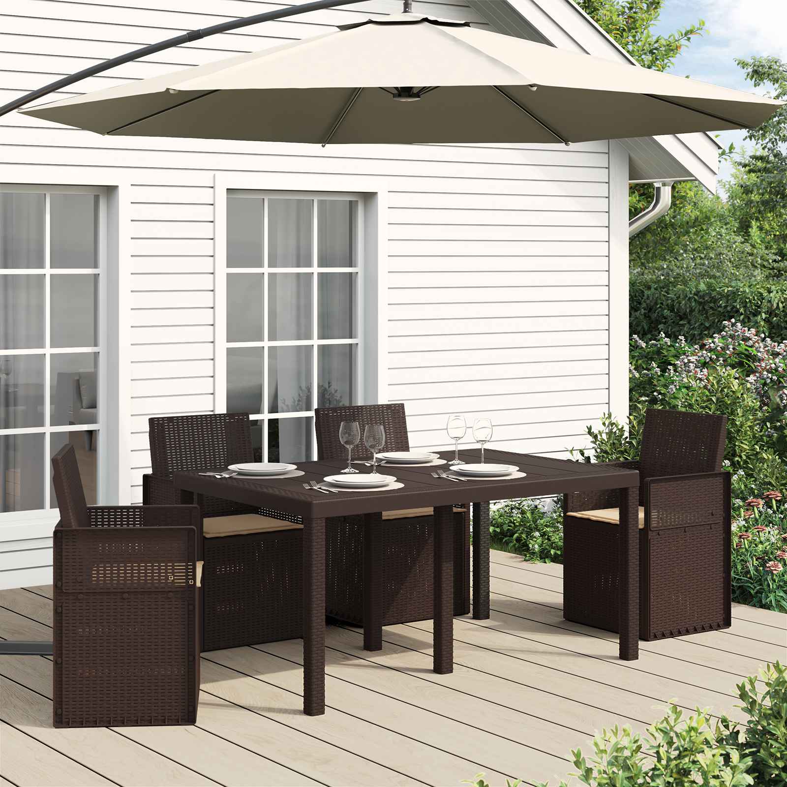 Sitzkissen 4 stk. Polyester Taupe 47 x 36 x 2 cm