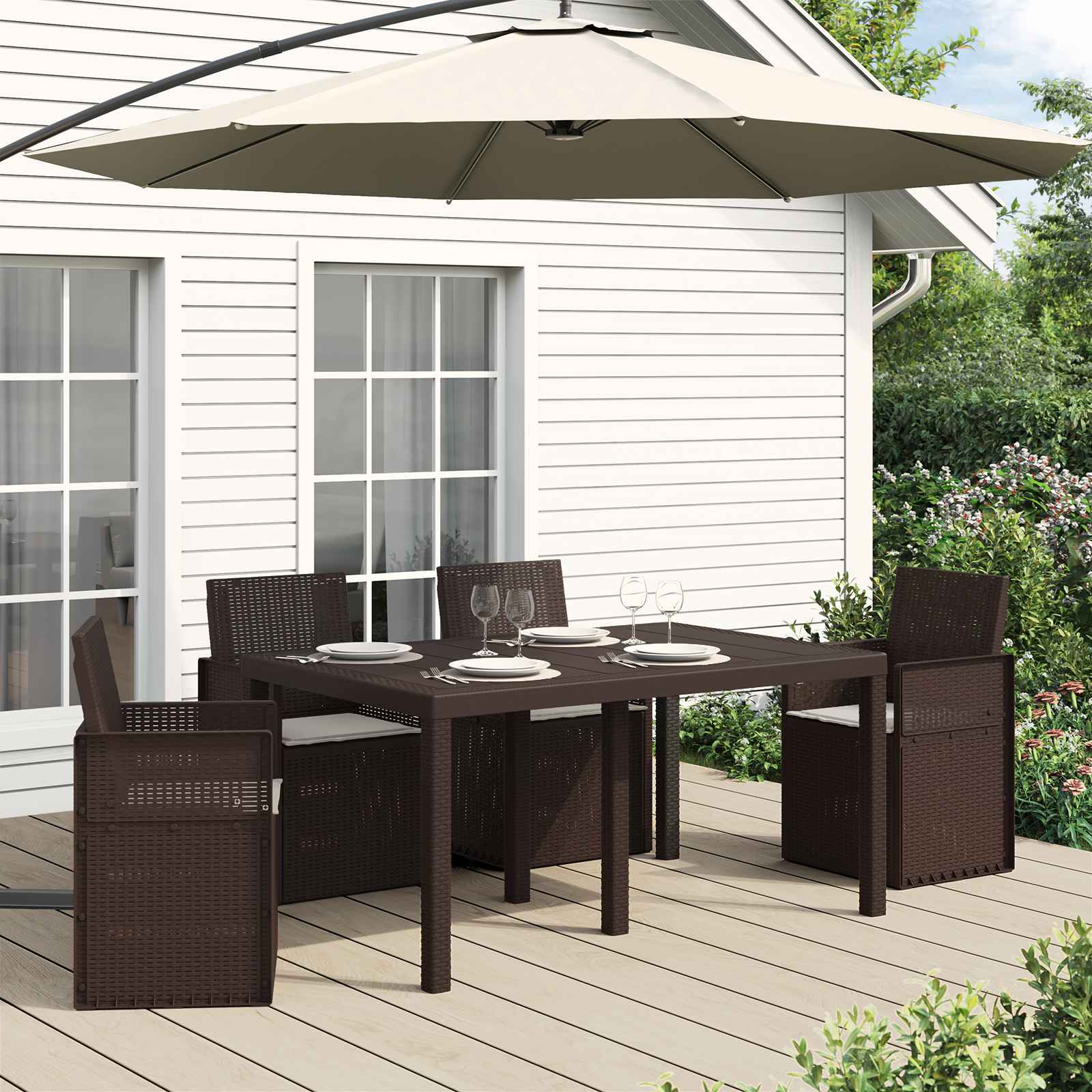 Sitzkissen 4 stk. Polyester Hellgrau 47 x 36 x 2 cm