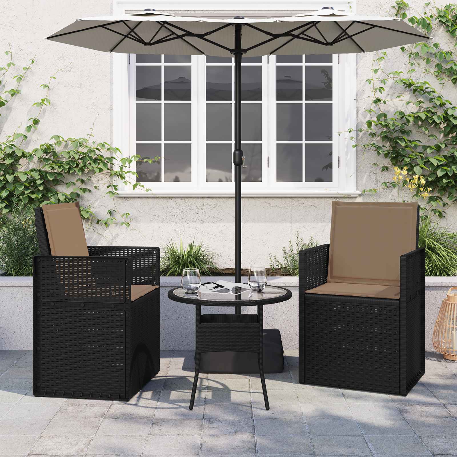 Sitz- und Rückenkissen Polyester Taupe 47 x 45 x 2 cm