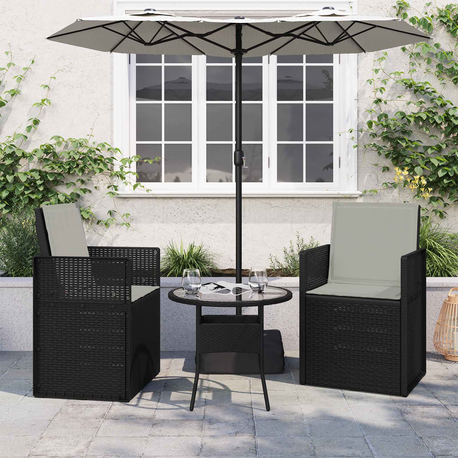 Sitz- und Rückenkissen Polyester Hellgrau 47 x 45 x 2 cm