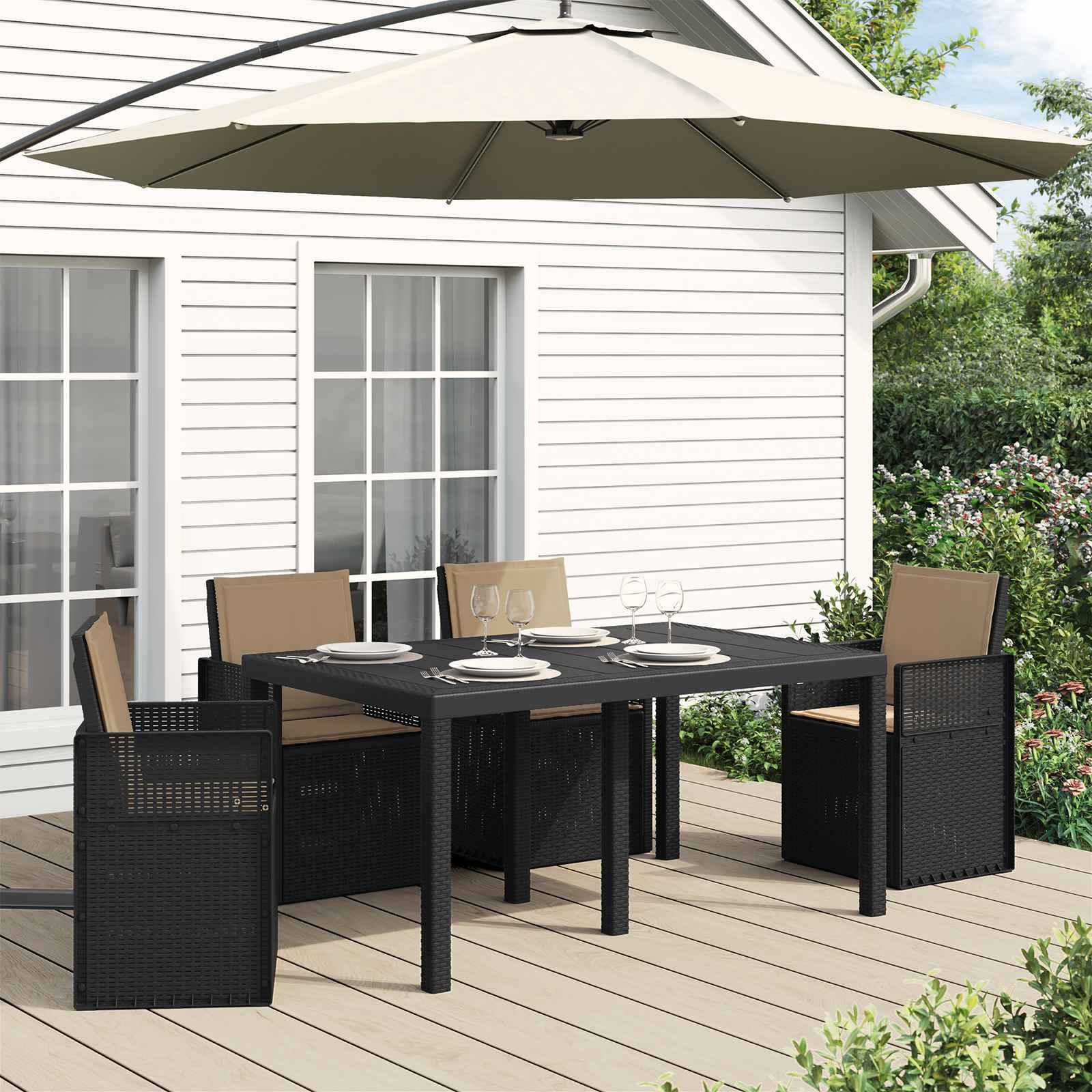 Sitz- und Rückenkissen Polyester Taupe 47 x 45 x 2 cm