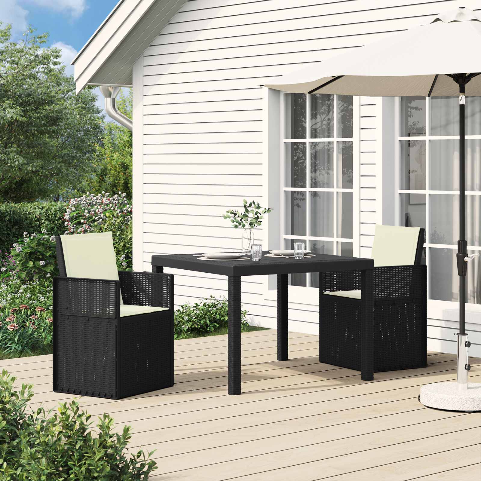 Garten Esszimmerstühle 2 stk. Anthrazit und Creme PP