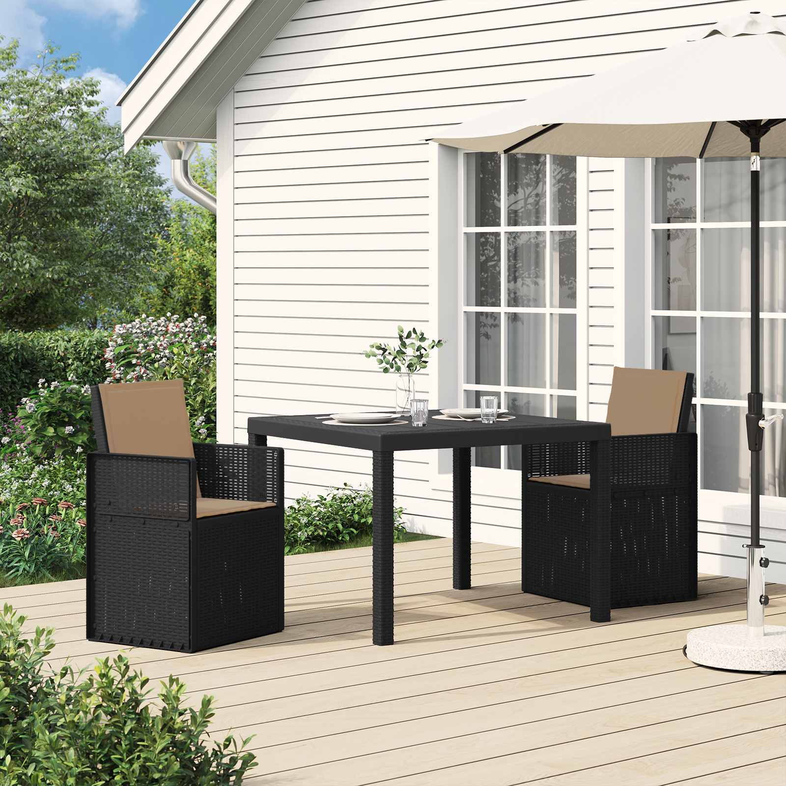 Garten Esszimmerstühle 2 stk. Anthrazit und Taupe PP