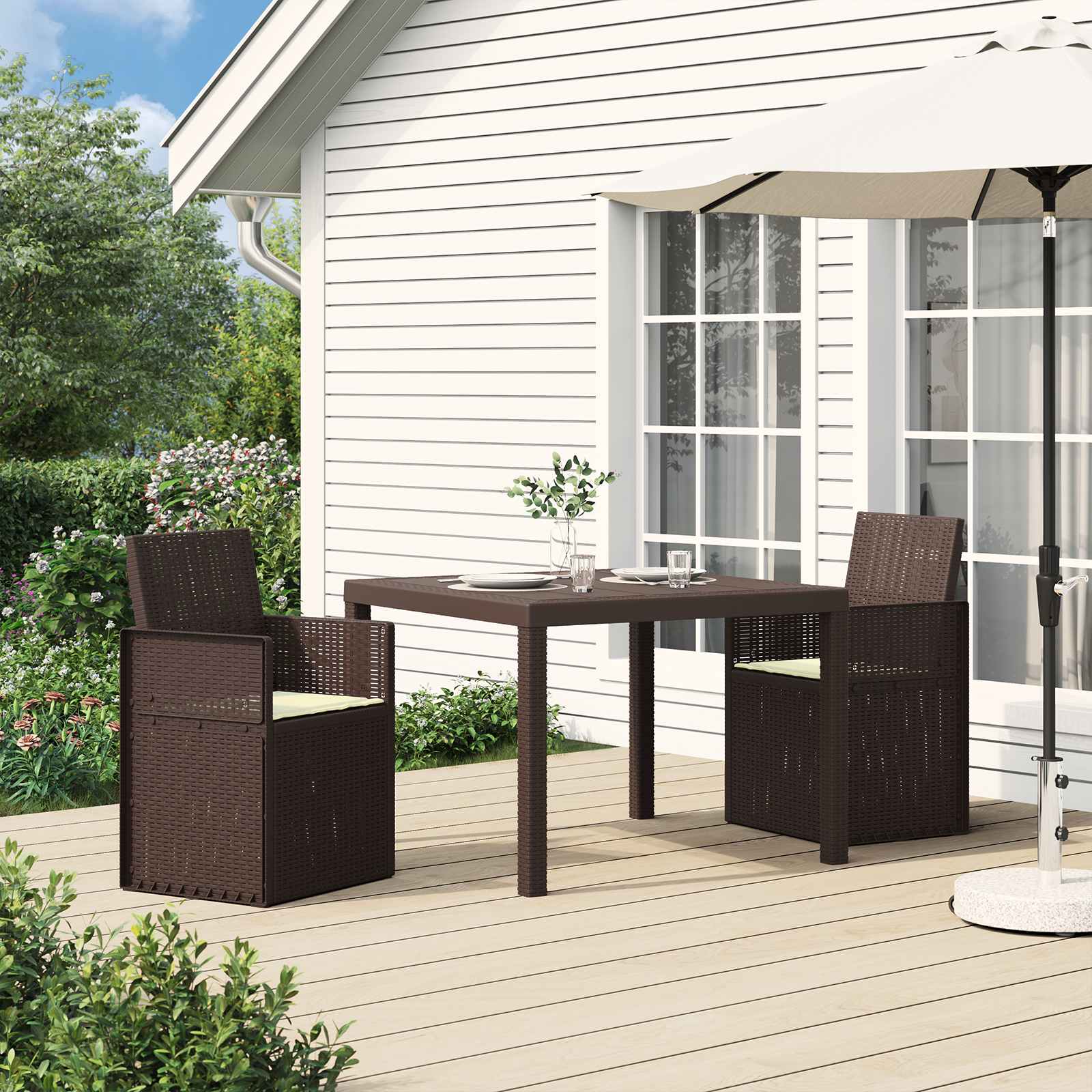 Garten Esszimmerstühle 2 stk. Braun und Creme PP