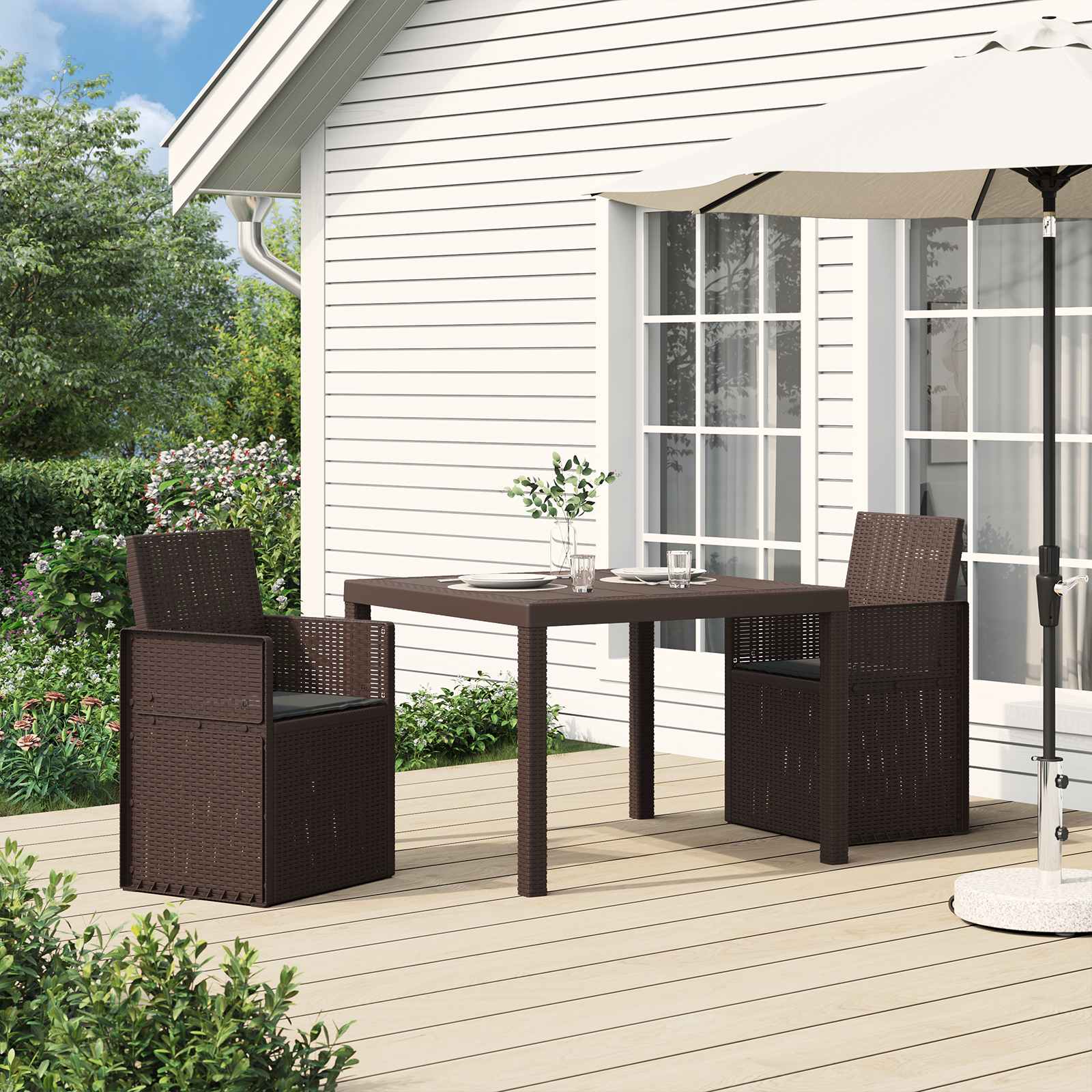 Garten Esszimmerstühle 2 stk. Braun und Anthrazit PP