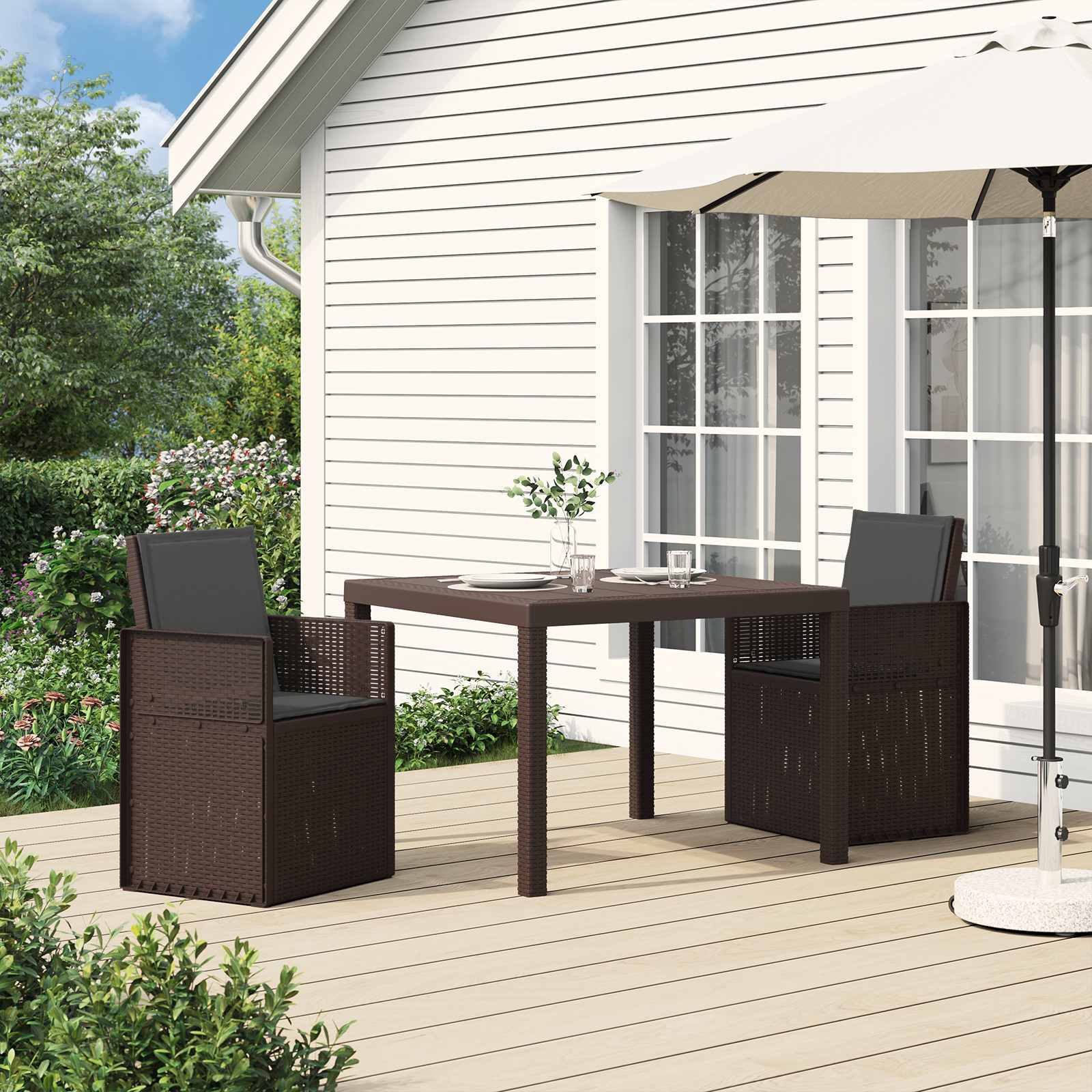 Garten Esszimmerstühle 2 stk. Braun und Anthrazit PP