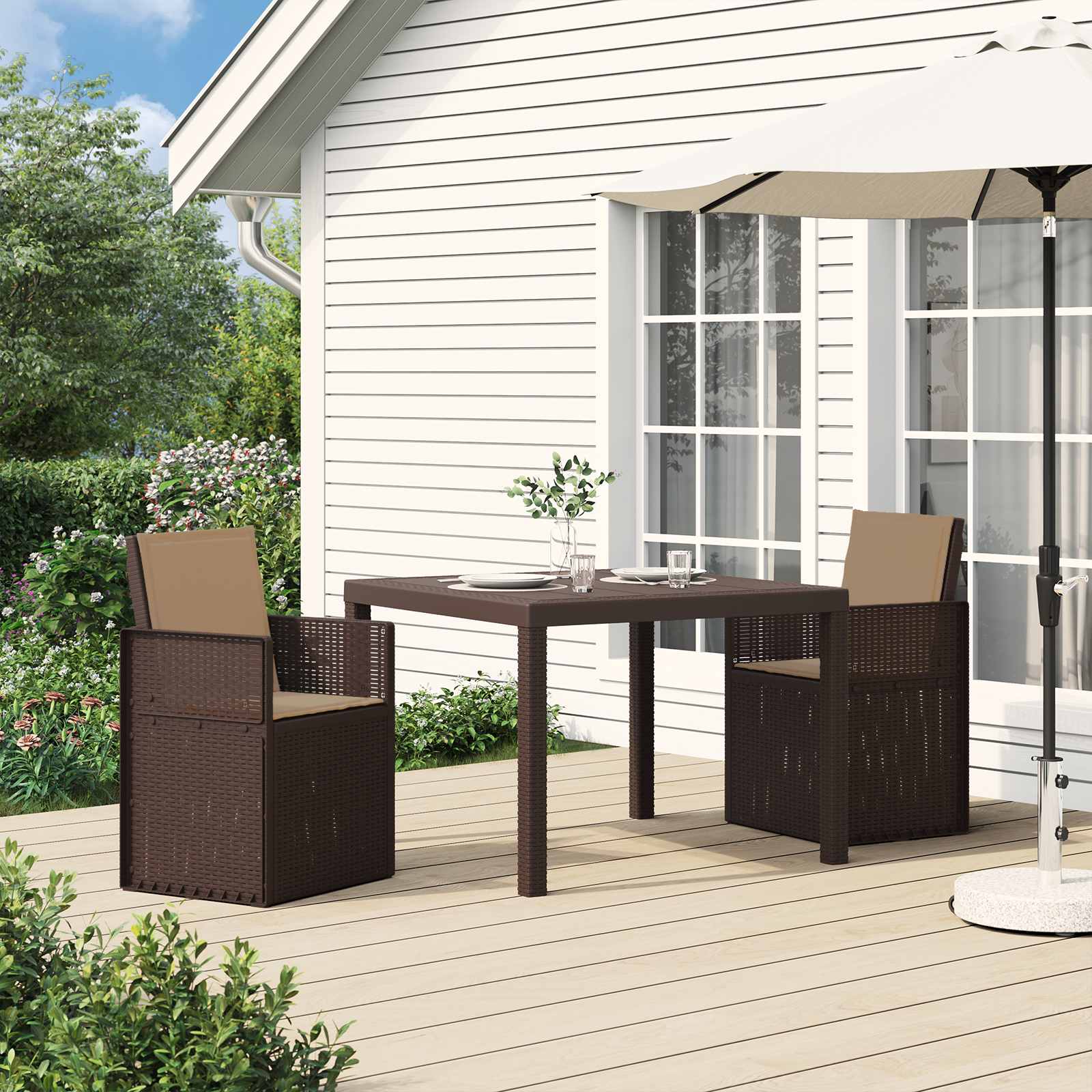 Garten Esszimmerstühle 2 stk. Braun und Taupe PP