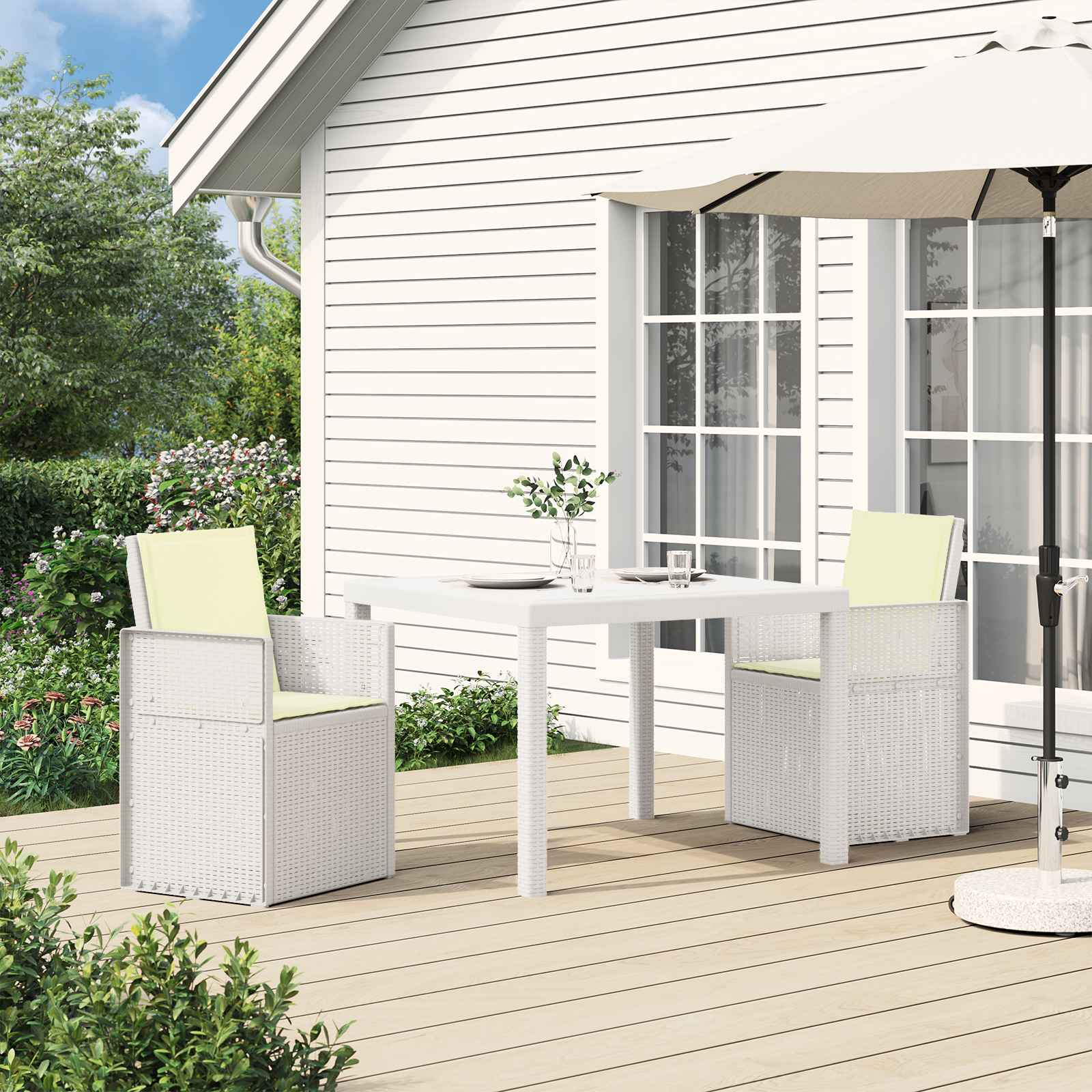 Garten Esszimmerstühle 2 stk. Weiß und Creme PP