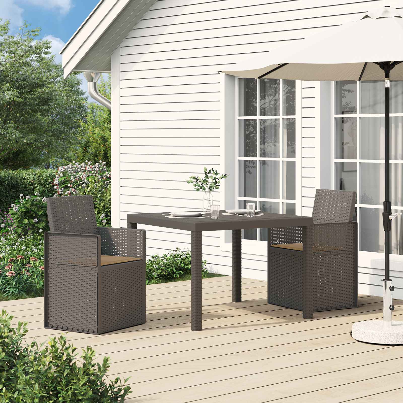 Garten Esszimmerstühle 2 stk. Hellgrau und Taupe PP