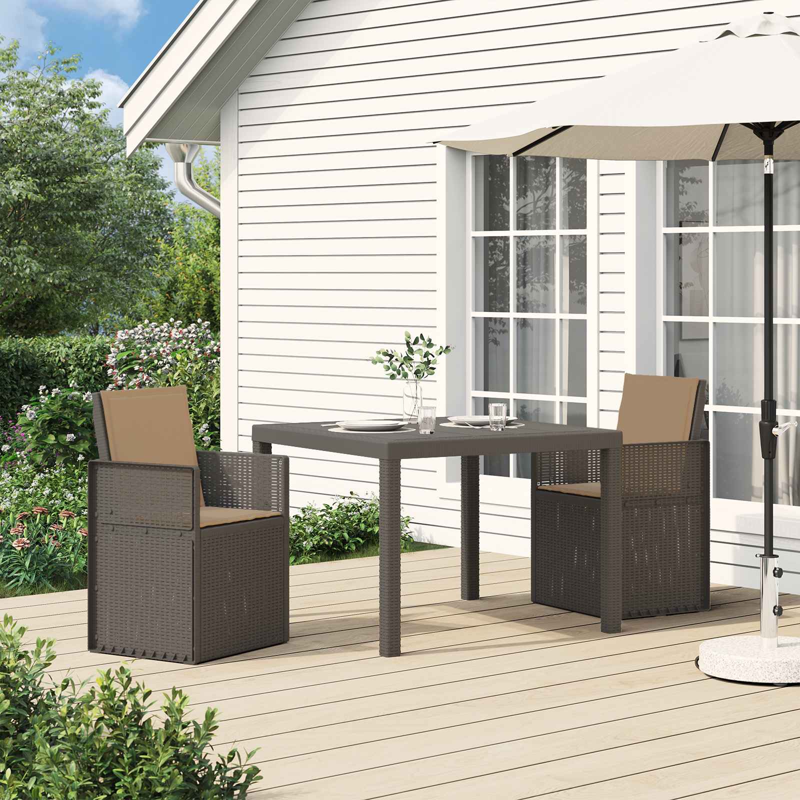 Garten Esszimmerstühle 2 stk. Hellgrau und Taupe PP