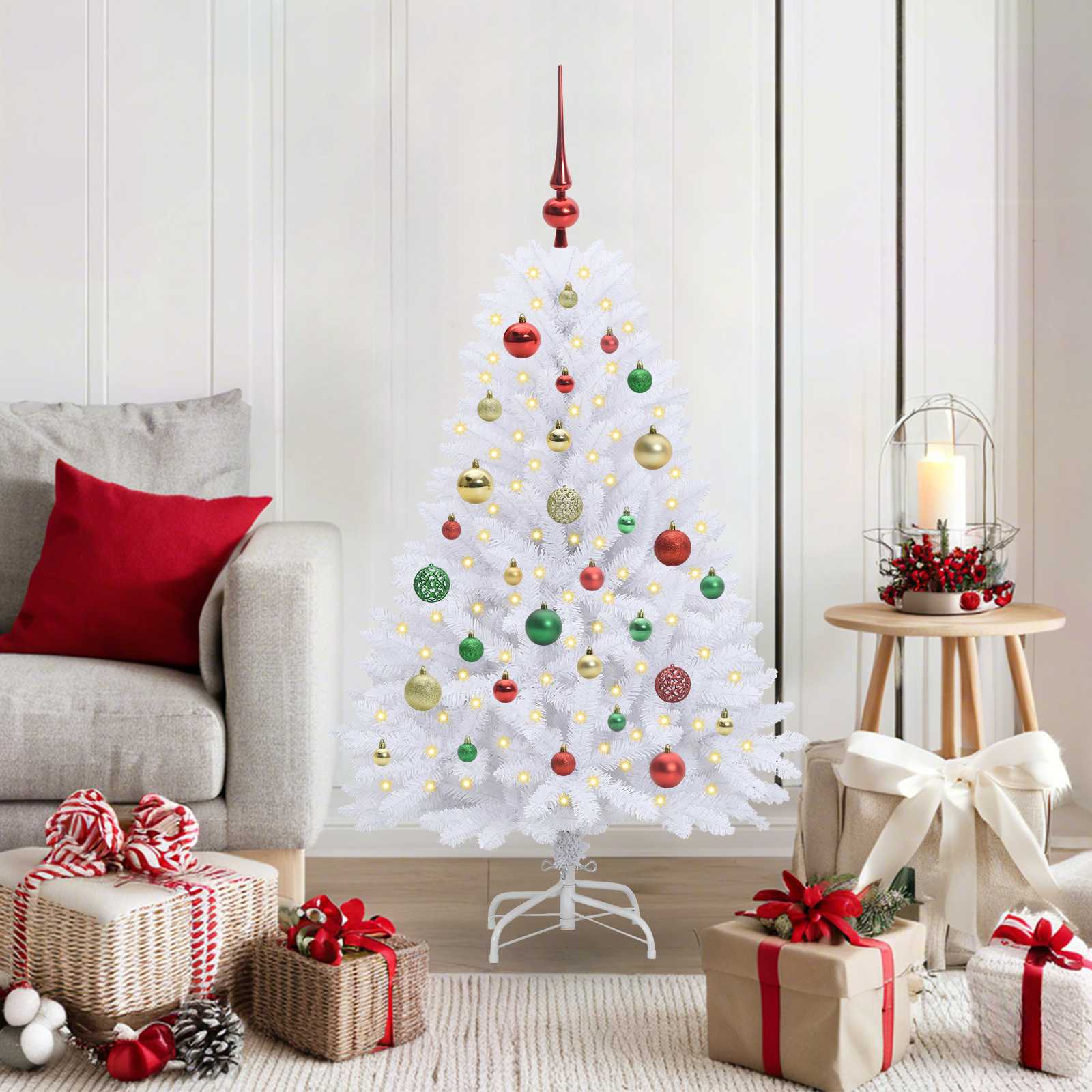 Künstlicher klappbarer Weihnachtsbaum Weiß 120 cm PVC und Stahl
