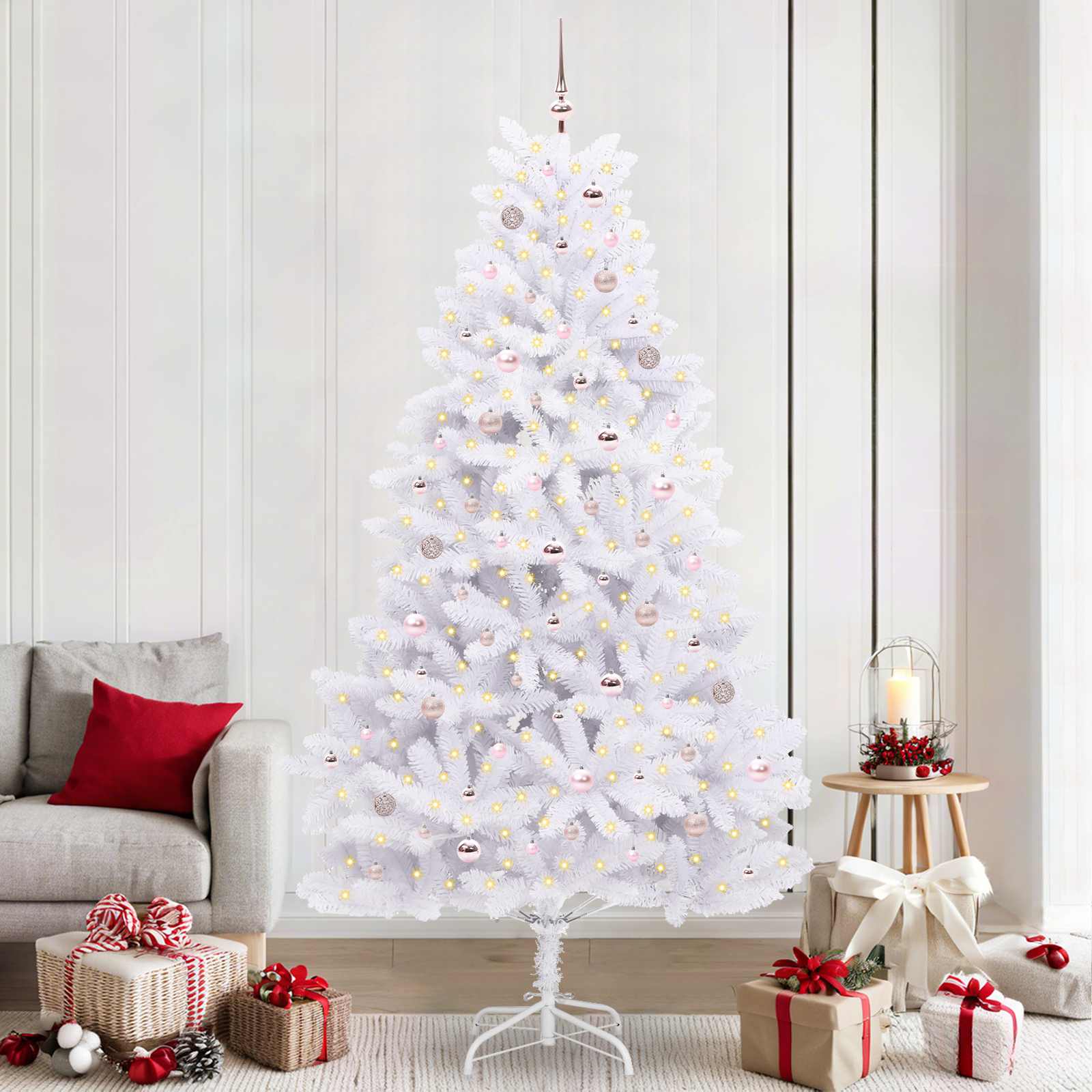 Künstlicher klappbarer Weihnachtsbaum Weiß 240 cm PVC und Stahl