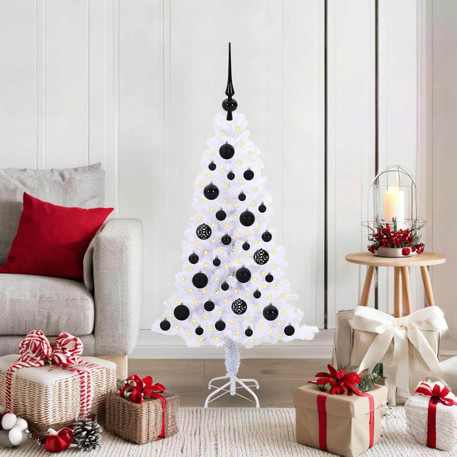Künstlicher Weihnachtsbaum Weiß 120 cm PVC und Stahl