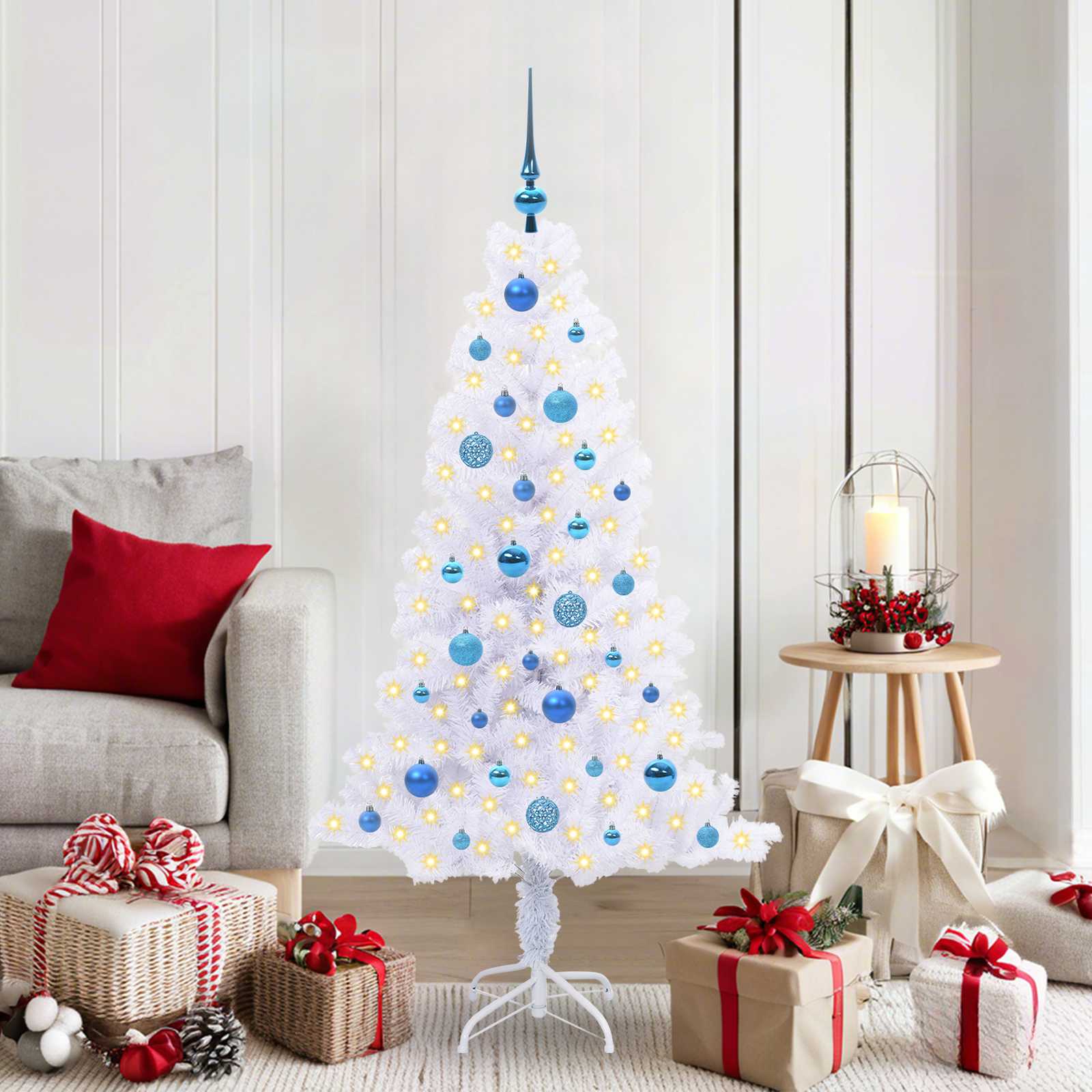 Künstlicher Weihnachtsbaum Weiß 150 cm PVC und Stahl