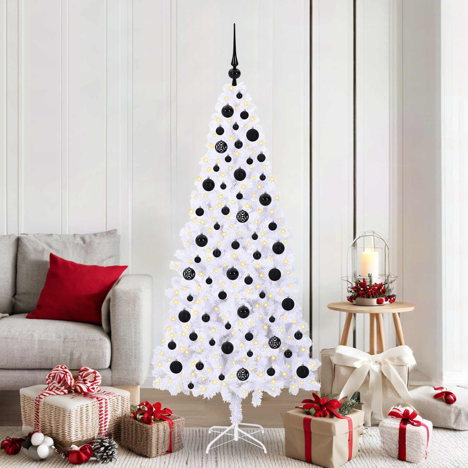 Künstlicher Weihnachtsbaum Weiß 180 cm PVC und Stahl