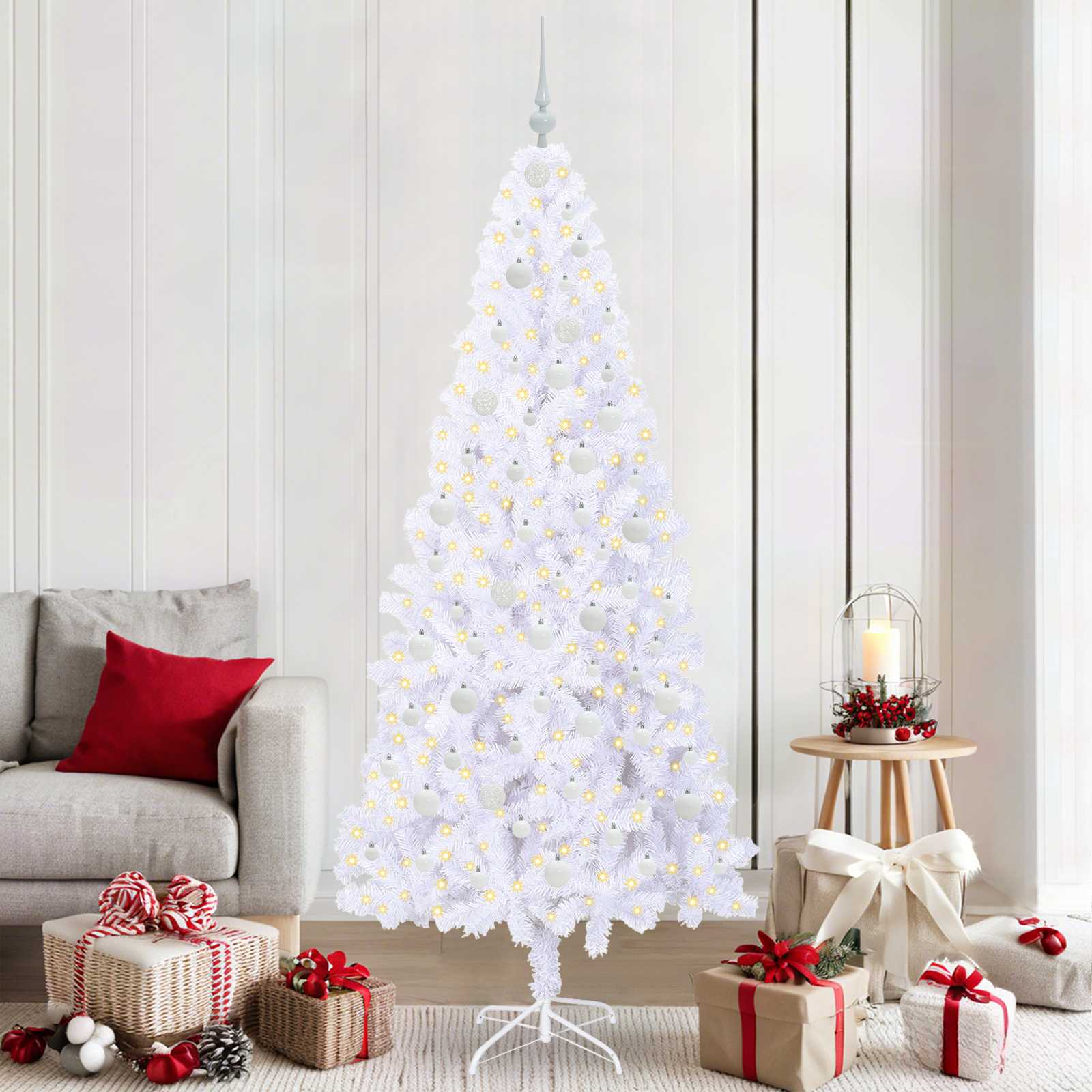 Künstlicher Weihnachtsbaum Weiß 210 cm PVC und Stahl