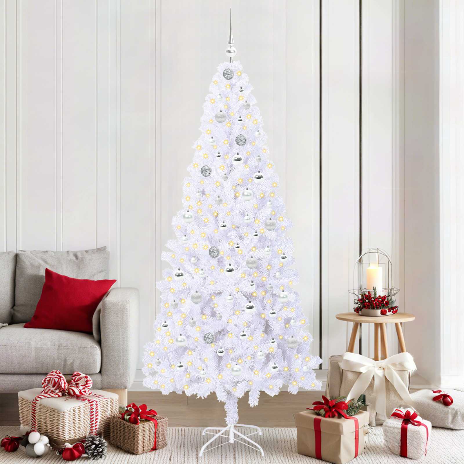 Künstlicher Weihnachtsbaum Weiß 210 cm PVC und Stahl