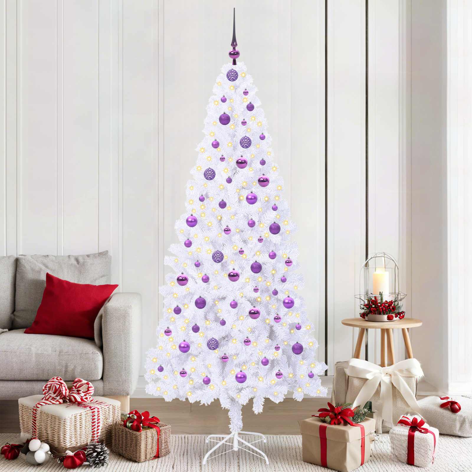 Künstlicher Weihnachtsbaum Weiß 210 cm PVC und Stahl
