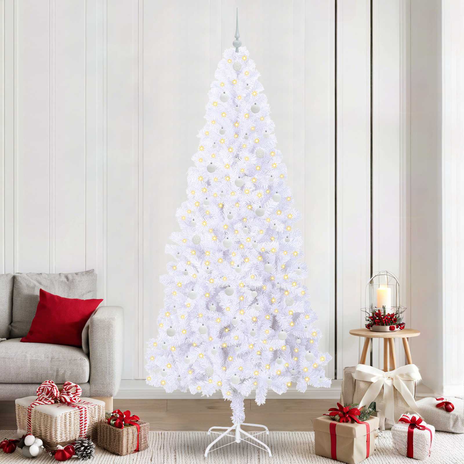 Künstlicher Weihnachtsbaum Weiß 240 cm PVC und Stahl