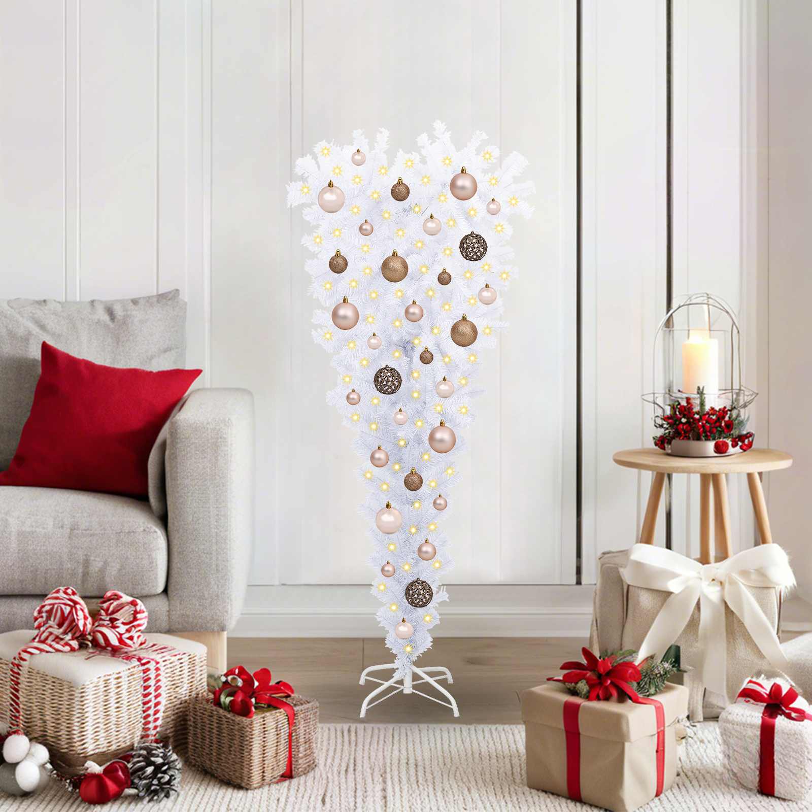Künstlicher Weihnachtsbaum Weiß 120 cm PVC und Stahl