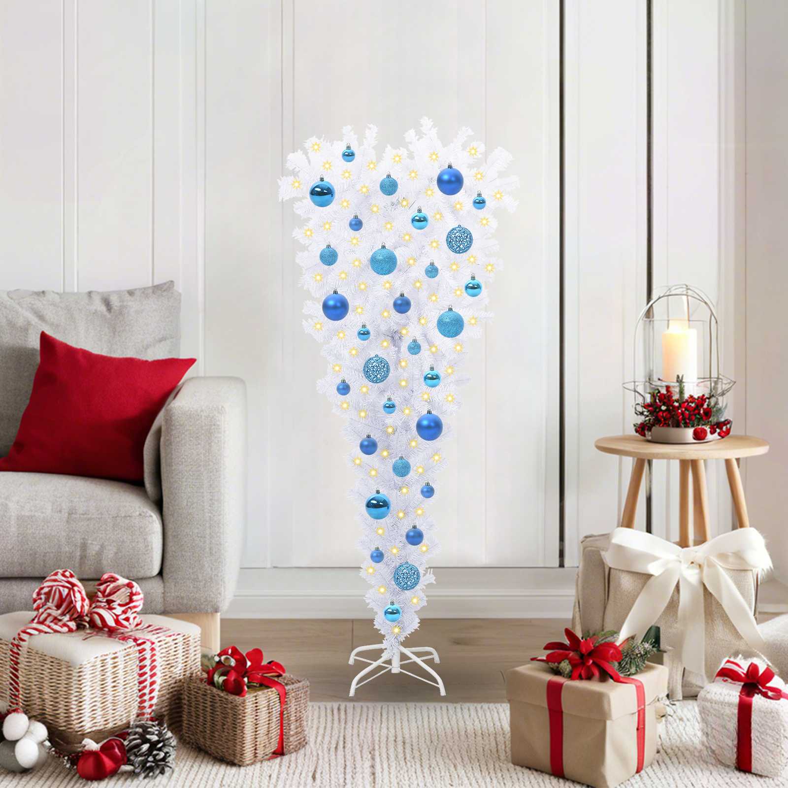 Künstlicher Weihnachtsbaum Weiß 120 cm PVC und Stahl