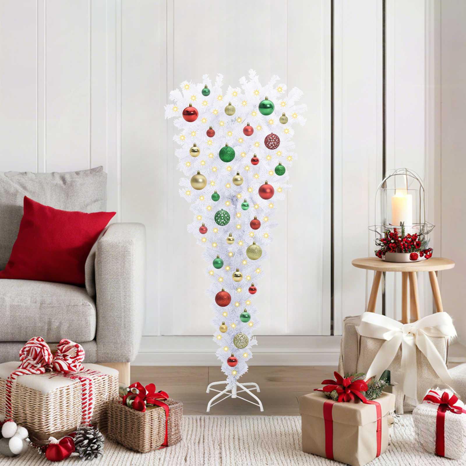 Künstlicher Weihnachtsbaum Weiß 120 cm PVC und Stahl