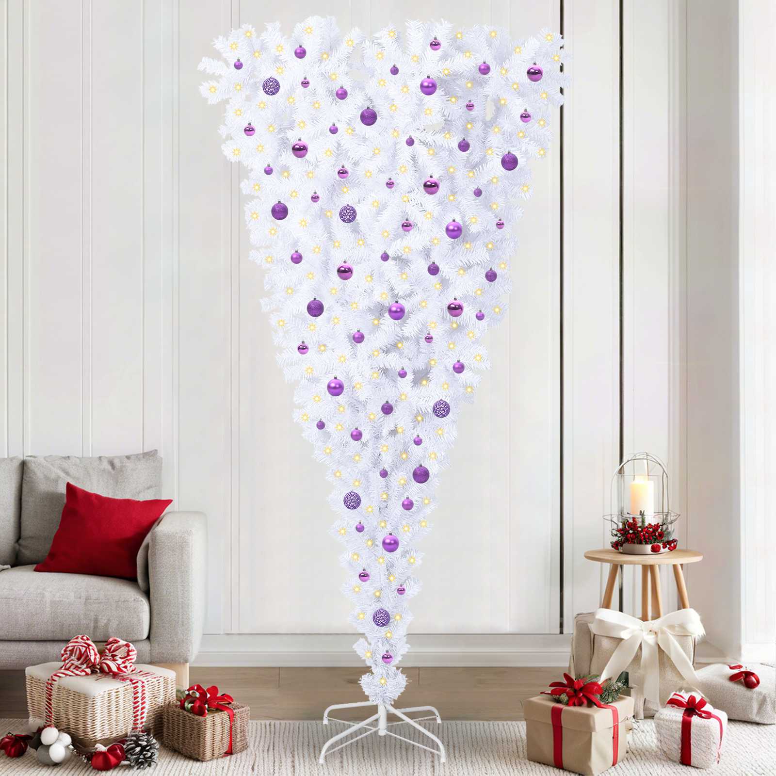 Künstlicher Weihnachtsbaum Weiß 240 cm PVC und Stahl
