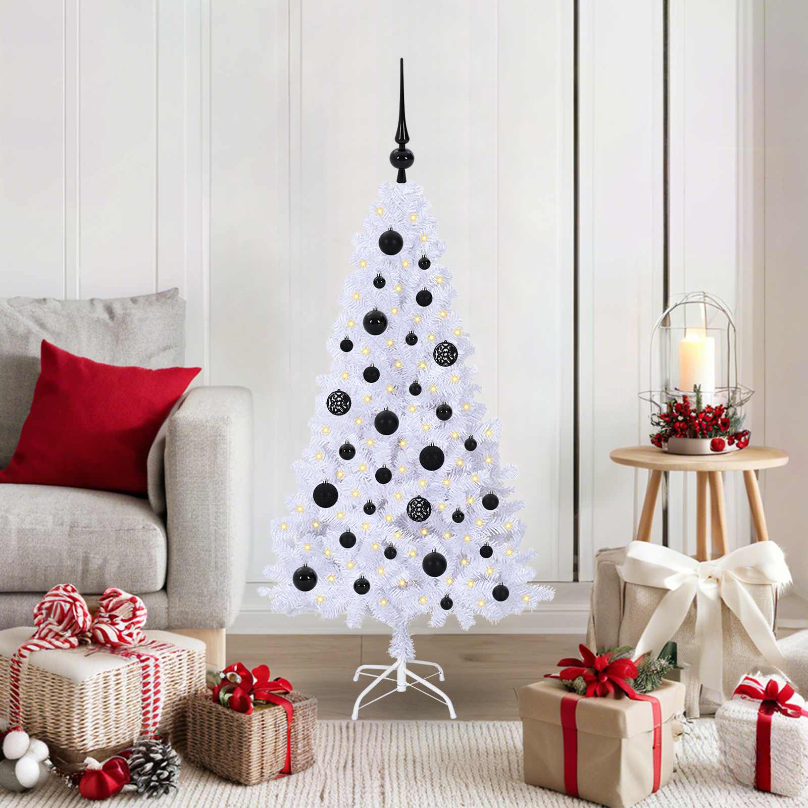 Künstlicher Weihnachtsbaum Weiß 120 cm PVC und Stahl