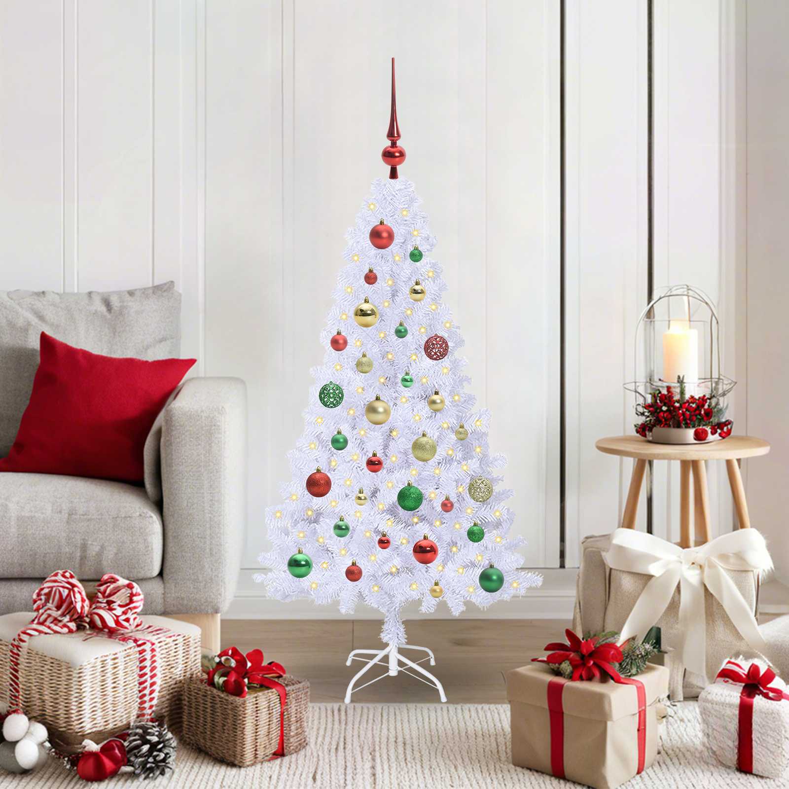 Künstlicher Weihnachtsbaum Weiß 120 cm PVC und Stahl