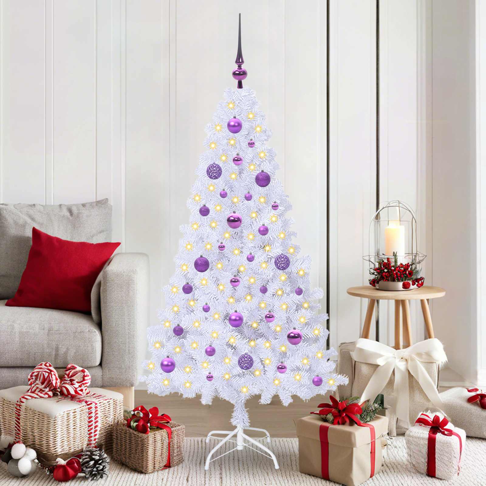 Künstlicher Weihnachtsbaum Weiß 150 cm PVC und Stahl