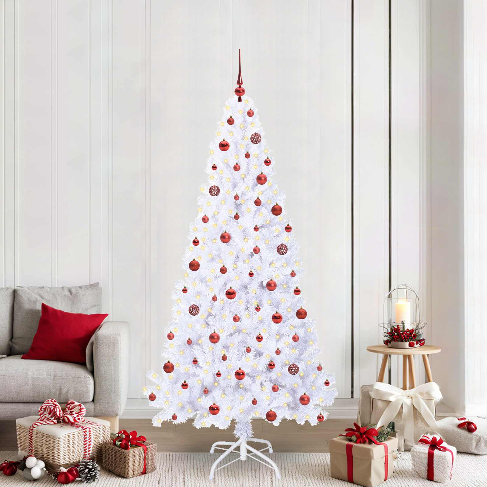 Künstlicher Weihnachtsbaum Weiß 210 cm PVC und Stahl