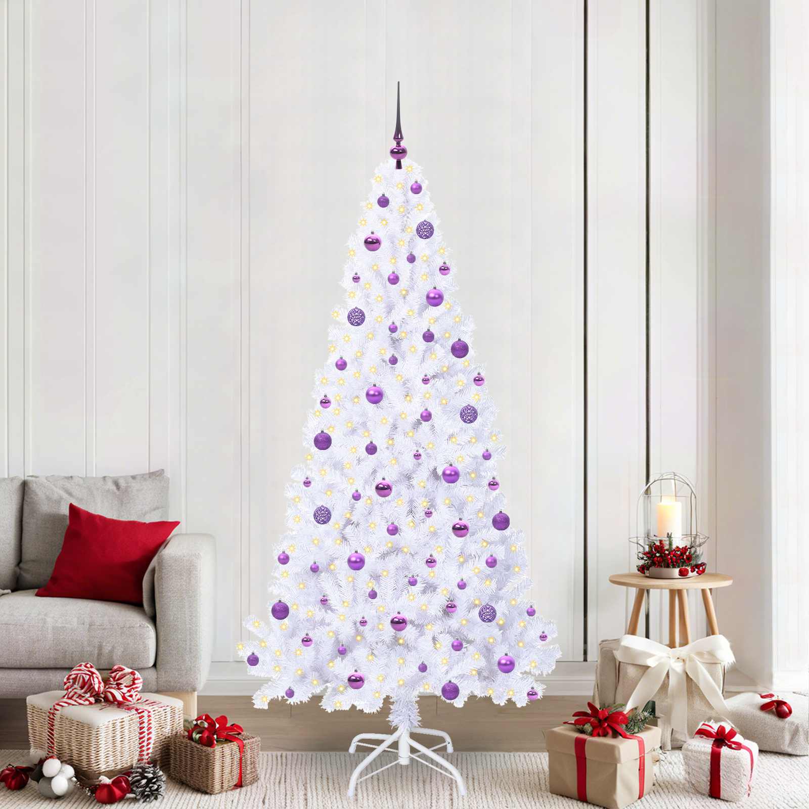 Künstlicher Weihnachtsbaum Weiß 210 cm PVC und Stahl