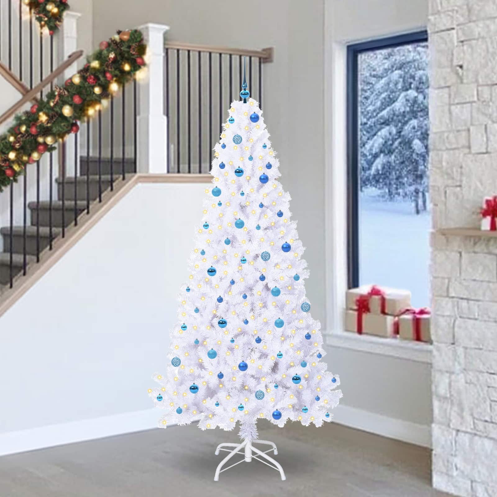 Künstlicher Weihnachtsbaum Weiß 240 cm PVC und Stahl