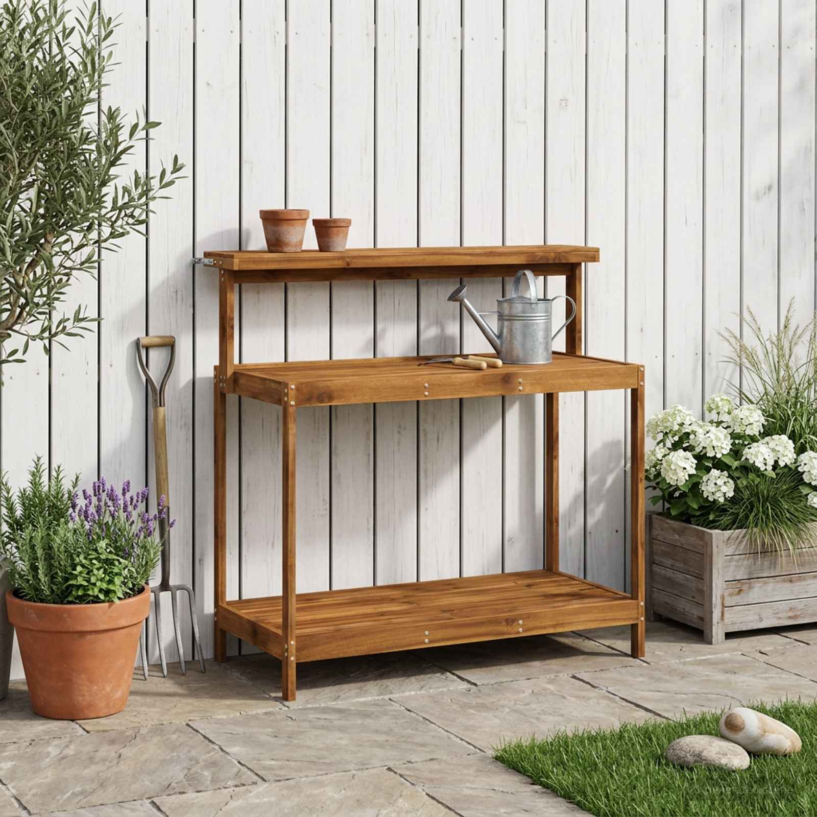 Outdoor Umtopfbank 111,5 x 48,5 x 107 cm Massivholz Akazie