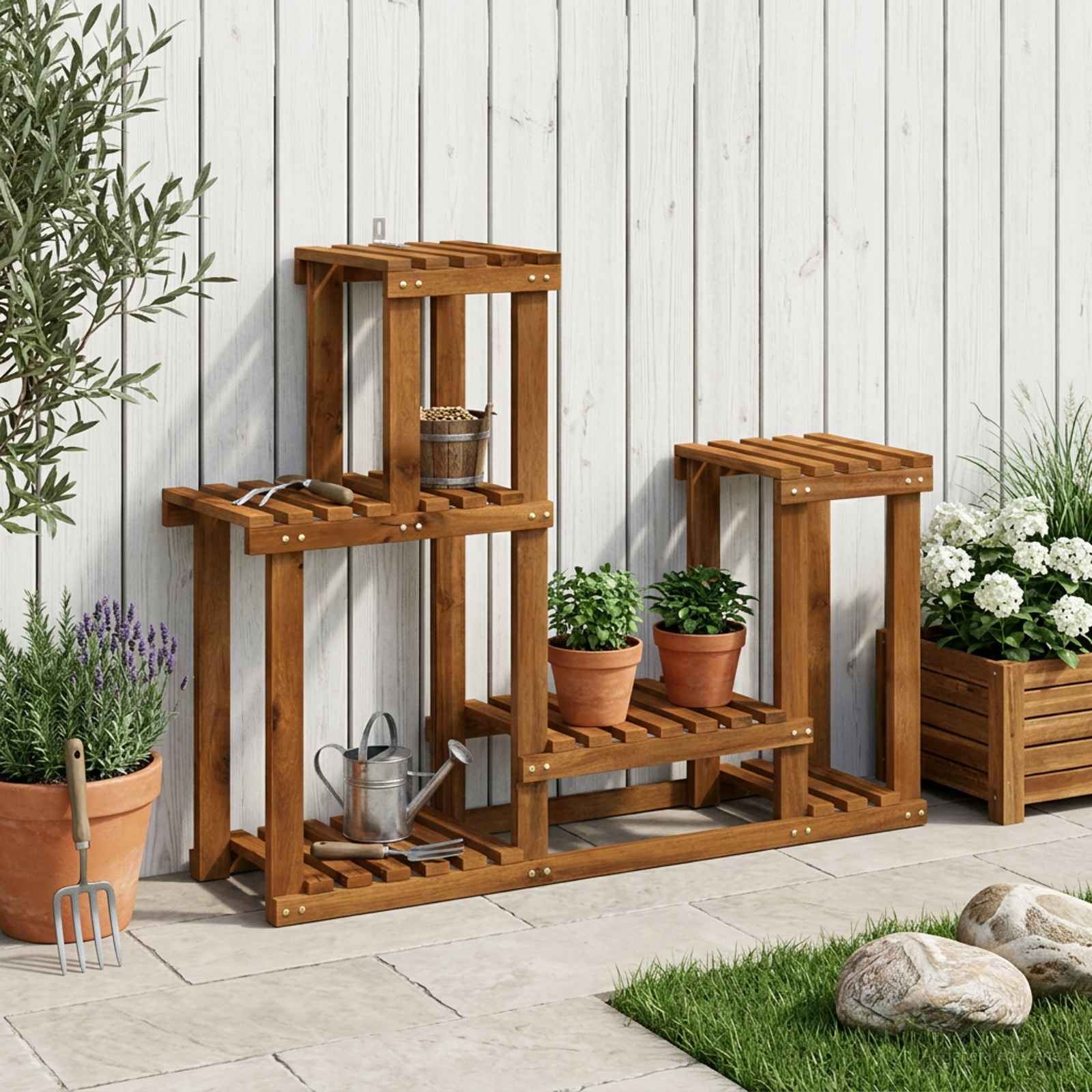 Pflanzenständer Natur 90 x 25 x 73 cm Massivholz Akazie