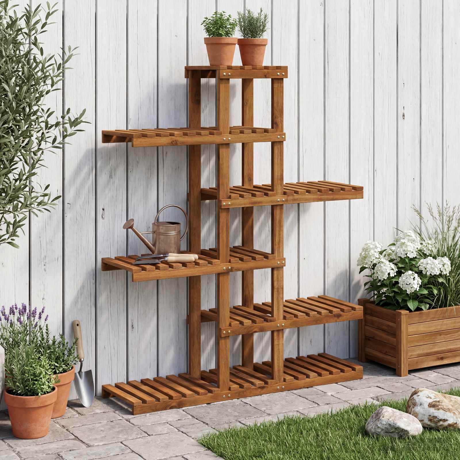 Pflanzenständer Natur 93 x 25 x 114,5 cm Massivholz Akazie