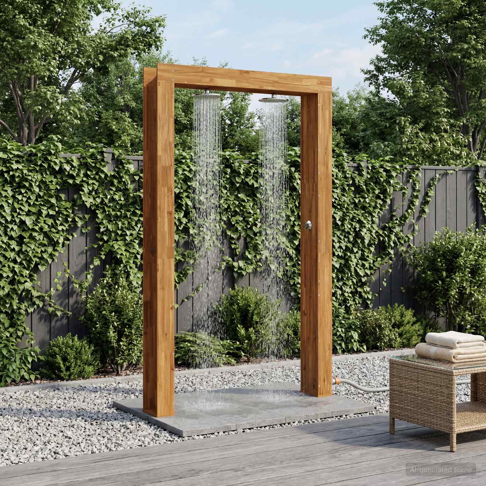 Gartendusche 226 cm Massives Akazienholz und Edelstahl Natur